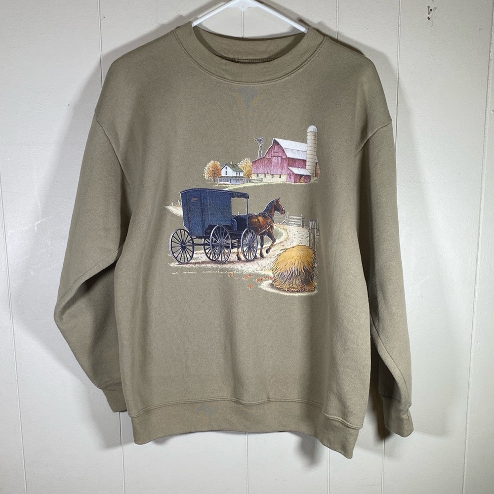 Vintage farmhouse cottagecore western crewneck sweatshirt size large unisex